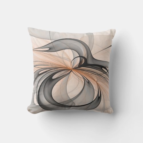 Abstract Anthracite Gray Sienna Modern Fractal Art Outdoor Pillow