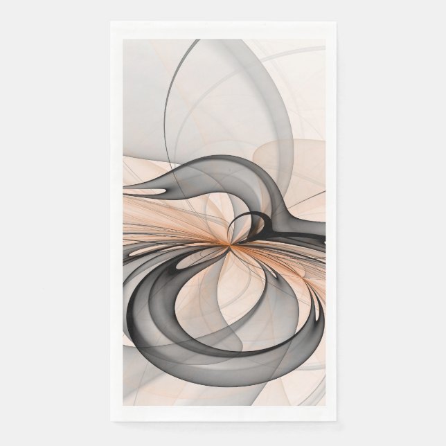 Abstract Anthracite Gray Sienna Modern Fractal Art Paper Guest Towels (Front)