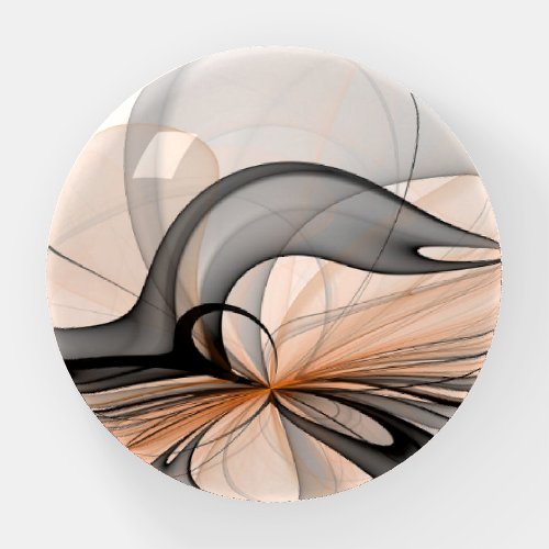 Abstract Anthracite Gray Sienna Modern Fractal Art Paperweight