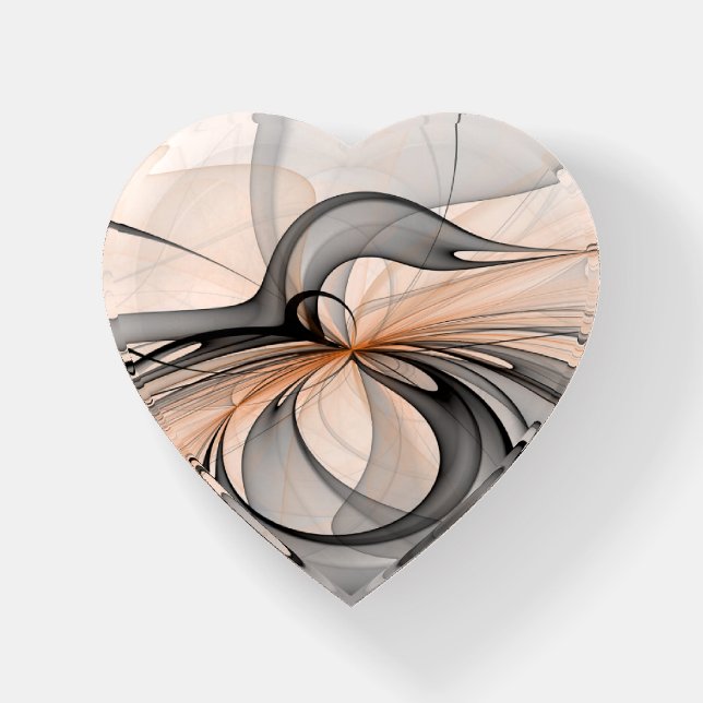 Abstract Anthracite Gray Sienna Modern Fractal Art Paperweight (Front)