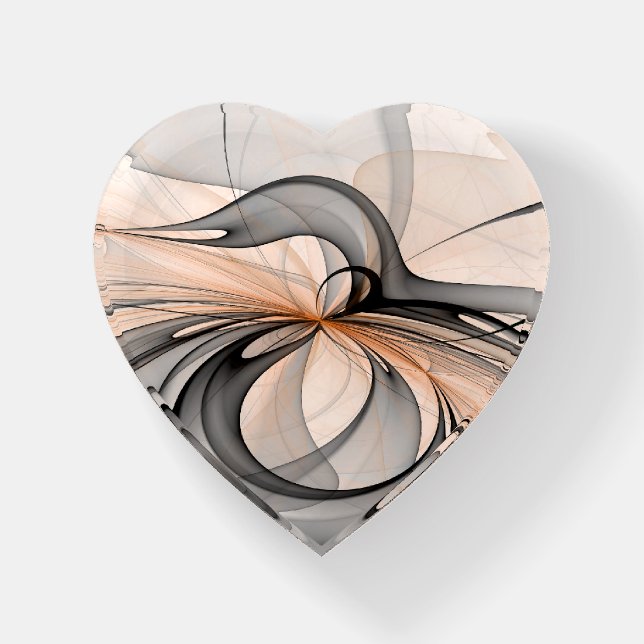 Abstract Anthracite Gray Sienna Modern Fractal Art Paperweight (Front)