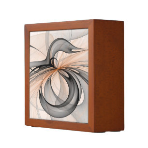 Abstract Anthracite Gray Sienna Modern Fractal Art Pencil Holder