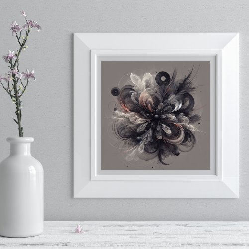 Abstract Anthracite Gray Sienna Modern Fractal Art Photo Print