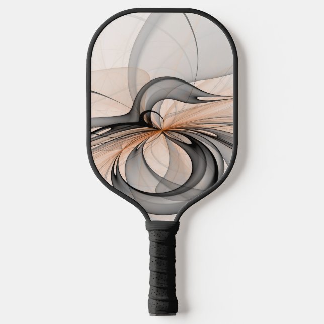 Abstract Anthracite Gray Sienna Modern Fractal Art Pickleball Paddle (Front)