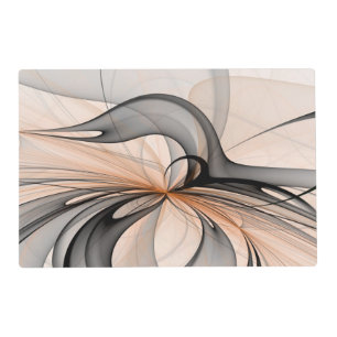 Abstract Anthracite Gray Sienna Modern Fractal Art Placemat