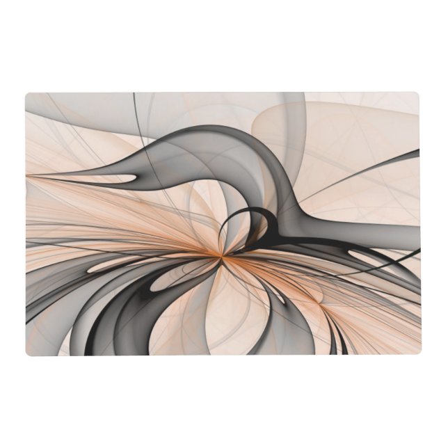 Abstract Anthracite Gray Sienna Modern Fractal Art Placemat (Front)