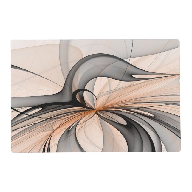 Abstract Anthracite Gray Sienna Modern Fractal Art Placemat (Front)