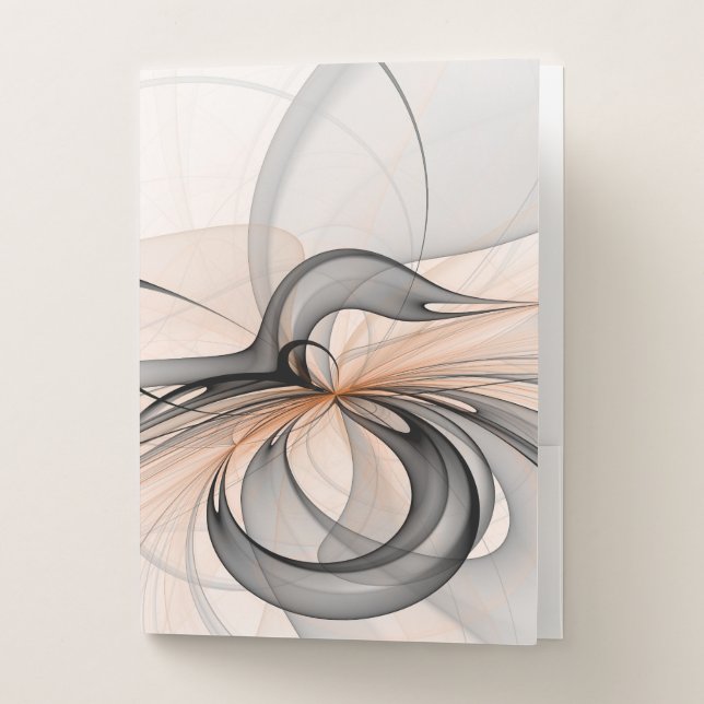 Abstract Anthracite Gray Sienna Modern Fractal Art Pocket Folder (Front)