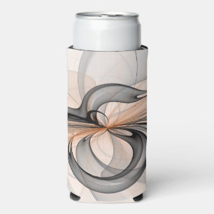 Abstract Anthracite Gray Sienna Modern Fractal Art Seltzer Can Cooler