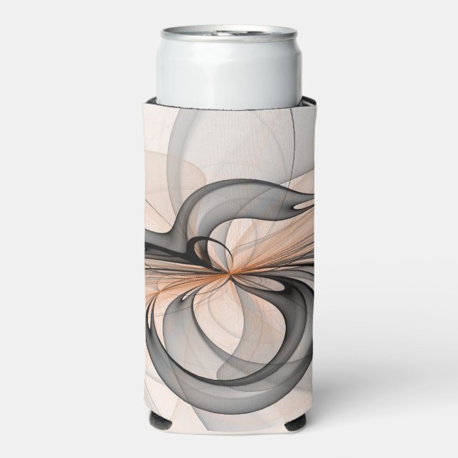 Abstract Anthracite Gray Sienna Modern Fractal Art Seltzer Can Cooler (Seltzer Front)
