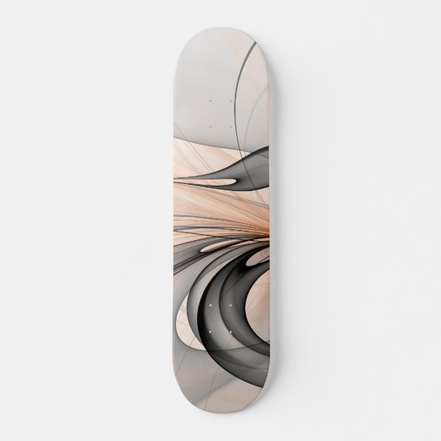 Abstract Anthracite Gray Sienna Modern Fractal Art Skateboard (Front)