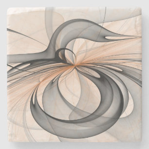 Abstract Anthracite Gray Sienna Modern Fractal Art Stone Coaster