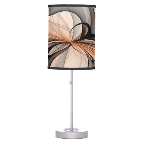 Abstract Anthracite Gray Sienna Modern Fractal Art Table Lamp
