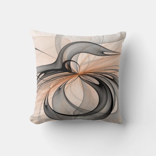 Abstract Anthracite Gray Sienna Modern Fractal Art Throw Pillow