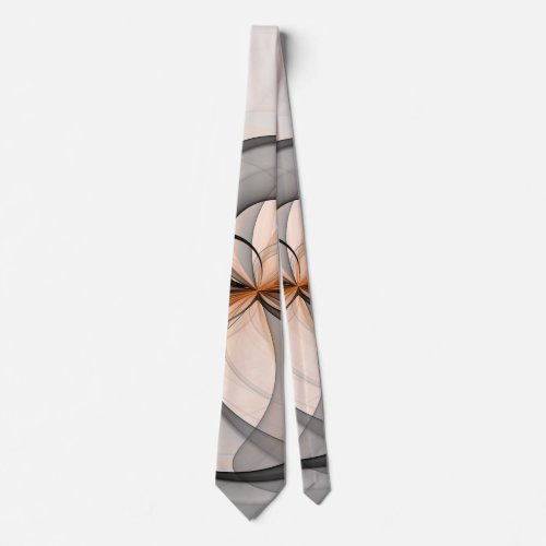 Abstract Anthracite Gray Sienna Modern Fractal Art Tie