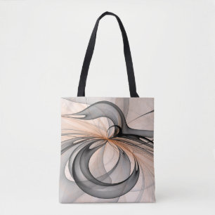 Abstract Anthracite Gray Sienna Modern Fractal Art Tote Bag