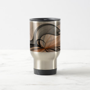 Abstract Anthracite Gray Sienna Modern Fractal Art Travel Mug