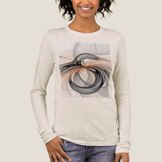Abstract Anthracite Gray Sienna Modern Fractal Art Tri-Blend Shirt (Front)
