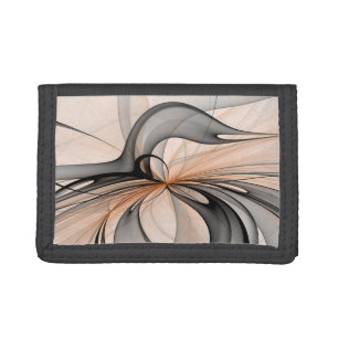 Abstract Anthracite Gray Sienna Modern Fractal Art Tri-fold Wallet