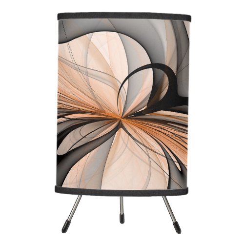 Abstract Anthracite Gray Sienna Modern Fractal Art Tripod Lamp