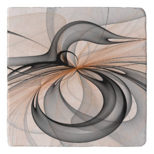 Abstract Anthracite Gray Sienna Modern Fractal Art Trivet