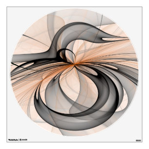 Abstract Anthracite Gray Sienna Modern Fractal Art Wall Decal