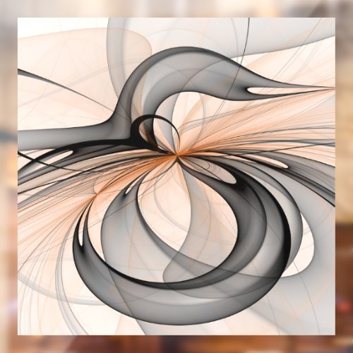 Abstract Anthracite Gray Sienna Modern Fractal Art Window Cling