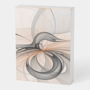 Abstract Anthracite Gray Sienna Modern Fractal Art Wooden Box Sign