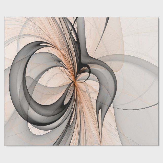 Abstract Anthracite Gray Sienna Modern Fractal Art Wrapping Paper (Flat)