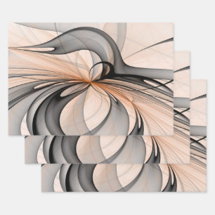 Abstract Anthracite Gray Sienna Modern Fractal Art Wrapping Paper Sheets