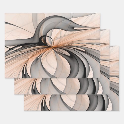 Abstract Anthracite Gray Sienna Modern Fractal Art Wrapping Paper Sheets