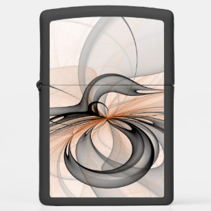 Abstract Anthracite Gray Sienna Modern Fractal Art Zippo Lighter