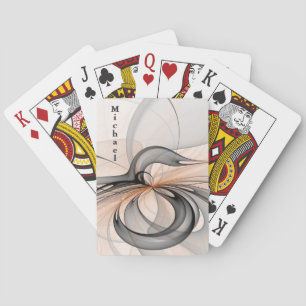 Abstract Anthracite Gray Sienna Shape Fractal Name Poker Cards