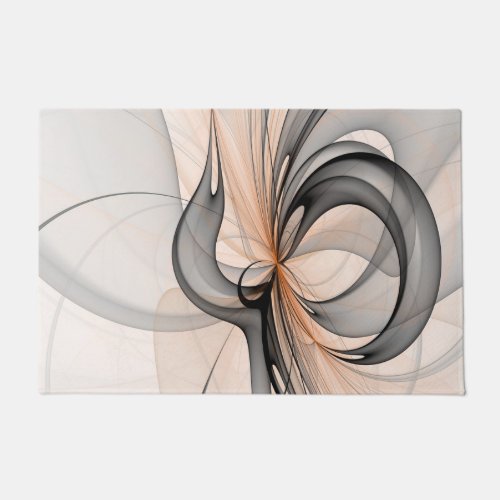 Abstract Anthracite Gray Sienna Shapes Fractal Art Doormat