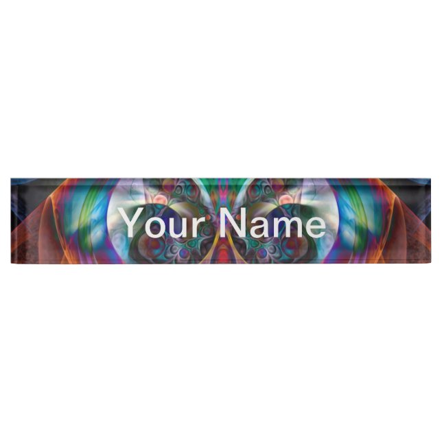 Abstract Apophysis Owl I Desk Name Plate (Front)