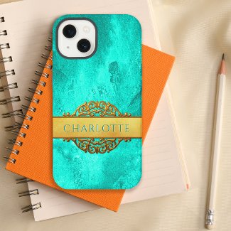 Abstract Aqua and Gold Name