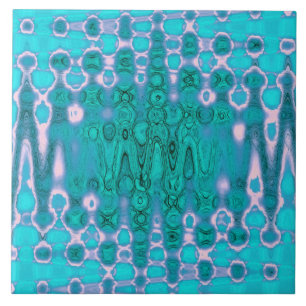 Abstract Aqua and Pink Wavy Tie Dye Clouds Ceramic Tile