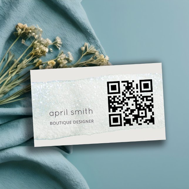 Abstract Aqua Blue Brush Stoke Watercolor QR Code Business Card (Creator Uploaded)