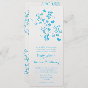 Abstract Aqua Blue Butterfly or Bumble Bee Wedding Invitation
