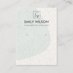 ABSTRACT AQUA BLUE CERAMIC EARRING DISPLAY LOGO BUSINESS CARD
