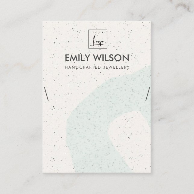 ABSTRACT AQUA BLUE CERAMIC NECKLACE DISPLAY LOGO BUSINESS CARD (Front)