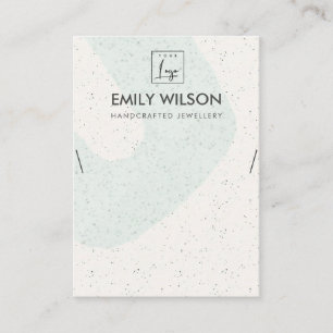 ABSTRACT AQUA BLUE CERAMIC NECKLACE DISPLAY LOGO BUSINESS CARD