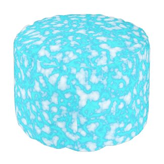 Abstract Aqua Blue Marble Round Pouf