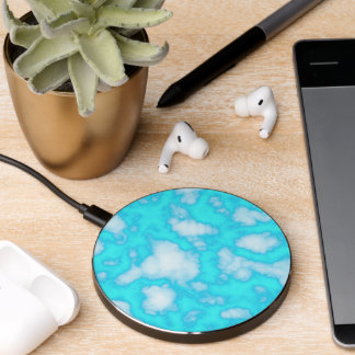 Abstract Aqua Blue Marble Wireless Charger