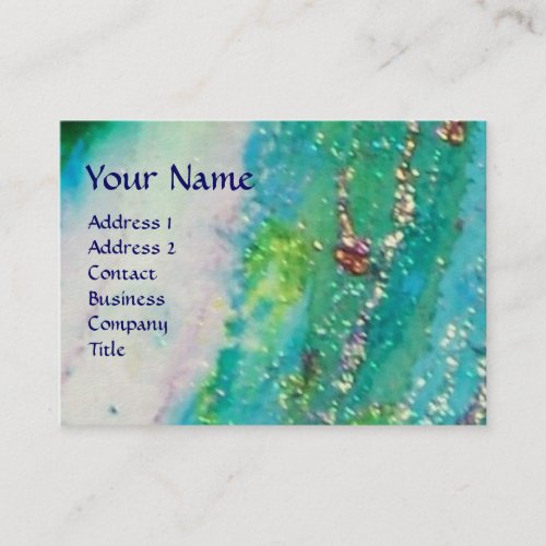 ABSTRACT AQUA BLUE TEAL GOLD SPARKLESRED WAX SEAL BUSINESS CARD