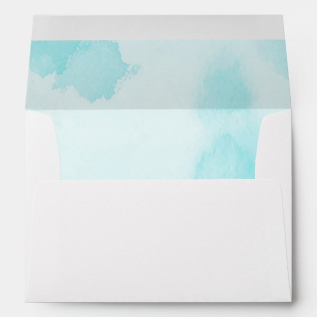 Abstract Aqua Blue Watercolor | Envelope (Back (Bottom))
