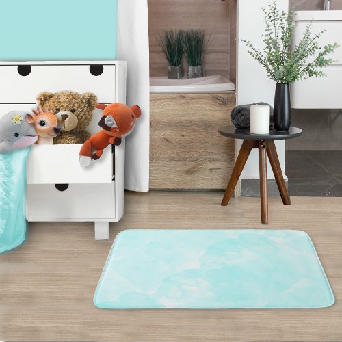 Abstract Aqua Blue Watercolor Pattern Bath Mat