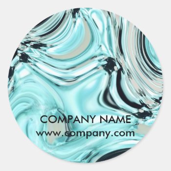 Abstract Aqua Blue Watercolor Salon Spa Classic Round Sticker by businesscardsdepot at Zazzle