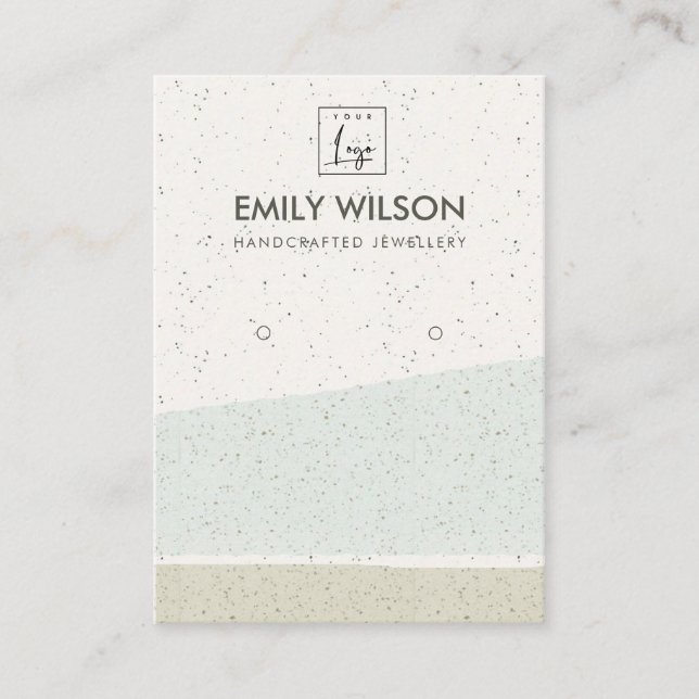 ABSTRACT AQUA CERAMIC WAVES EARRING DISPLAY LOGO BUSINESS CARD (Front)