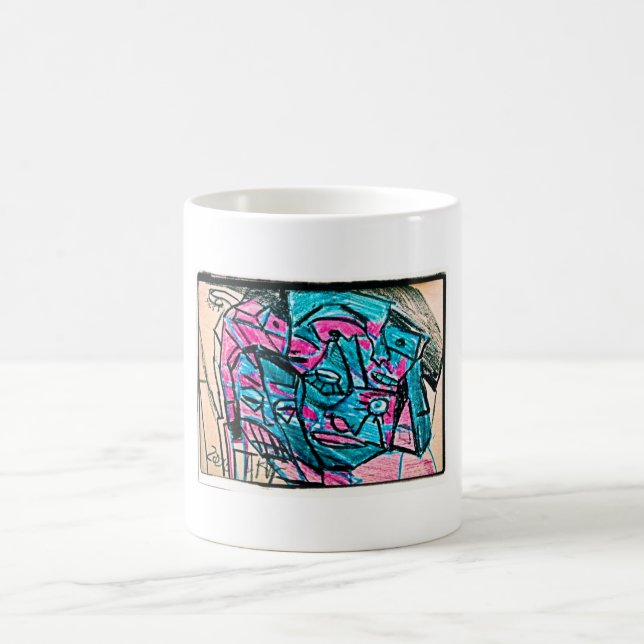 abstract aqua face coffee mug (Center)